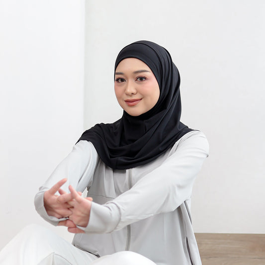 Aira Hijab Sport Bergo Instant Hitam